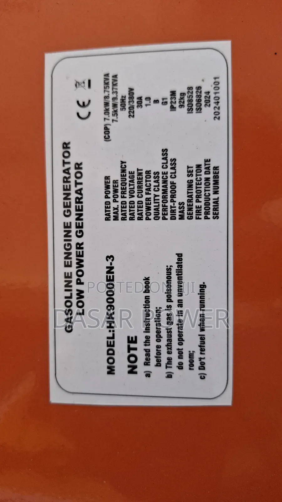 9kva Petrol Generator 3phase