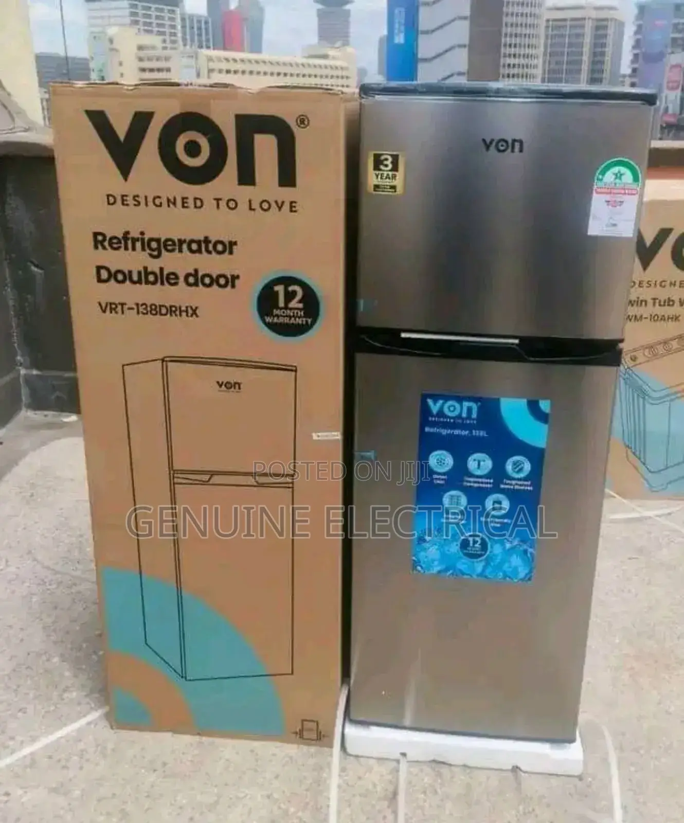 Brand New VON VRT-138DRHX Double Door Refrigerator