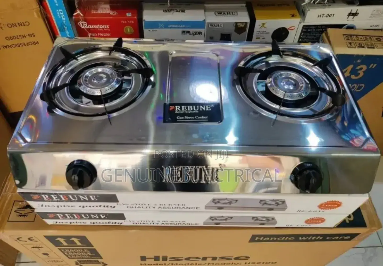 Rebune 2 Burner Stainless Gas Table Top