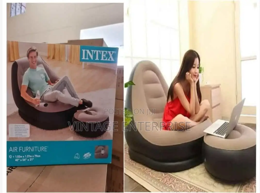Inflatable Seat With Foot Rest and Pump