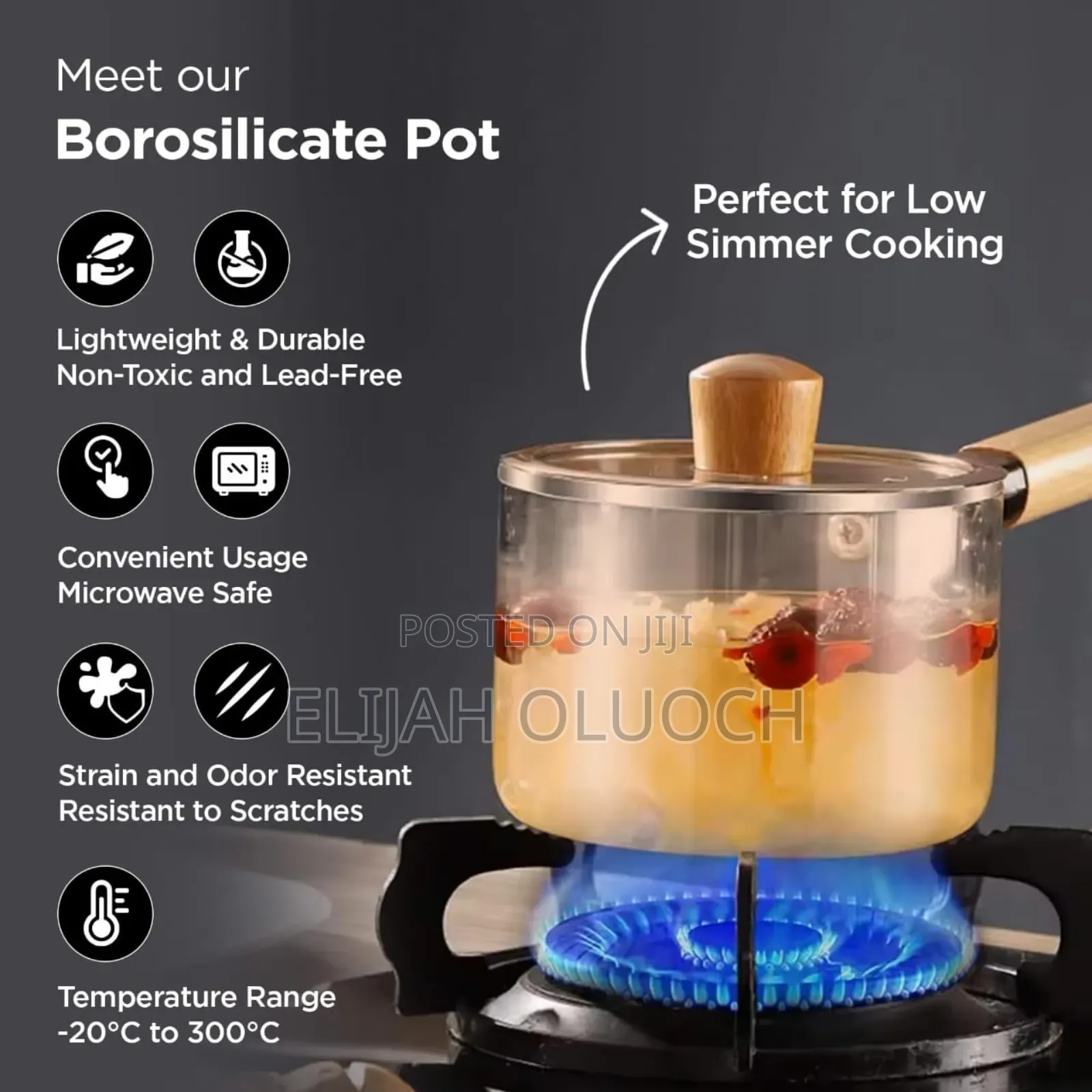 1.8L High Boron Heavy Borosilicate Glass Cookware