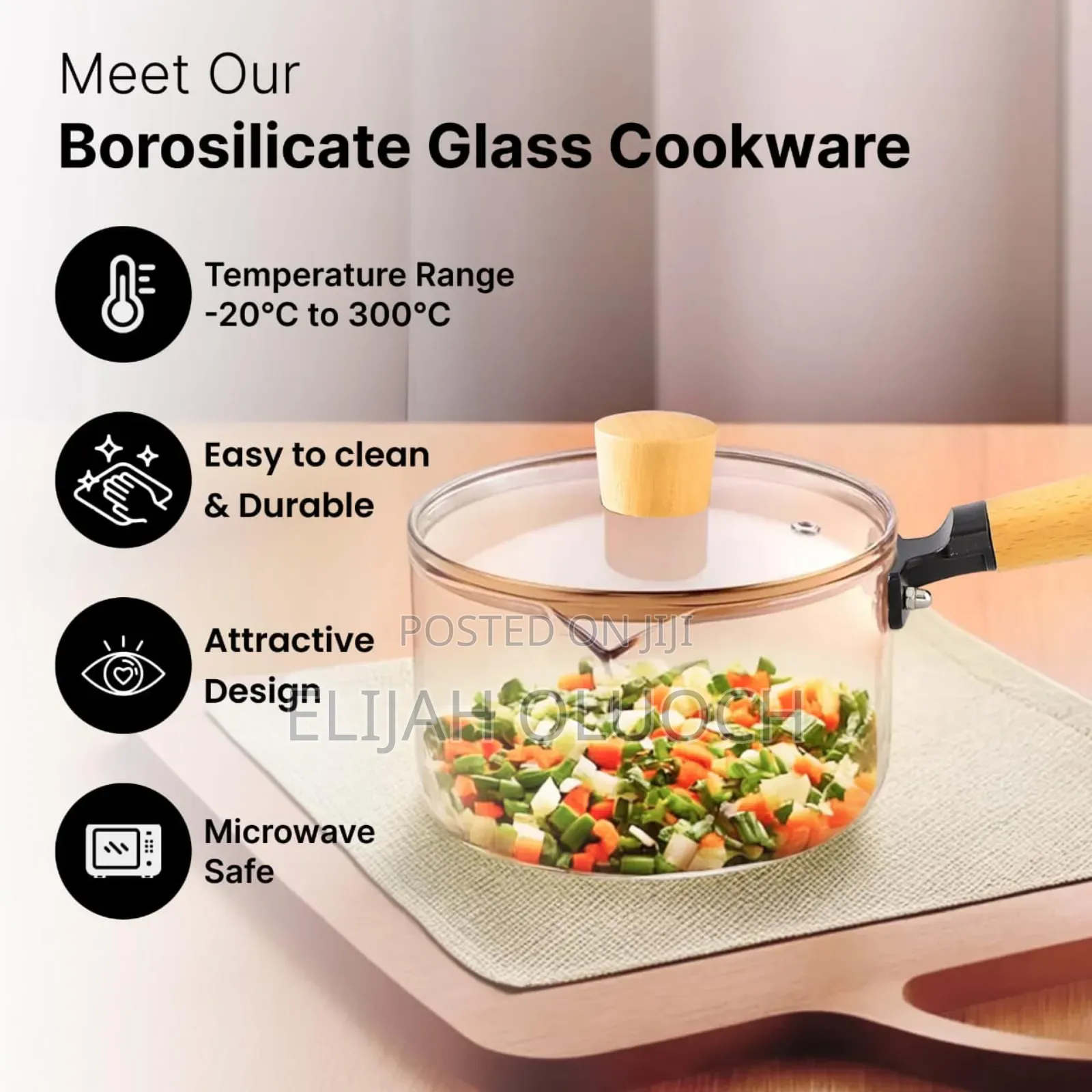 1.8L High Boron Heavy Borosilicate Glass Cookware