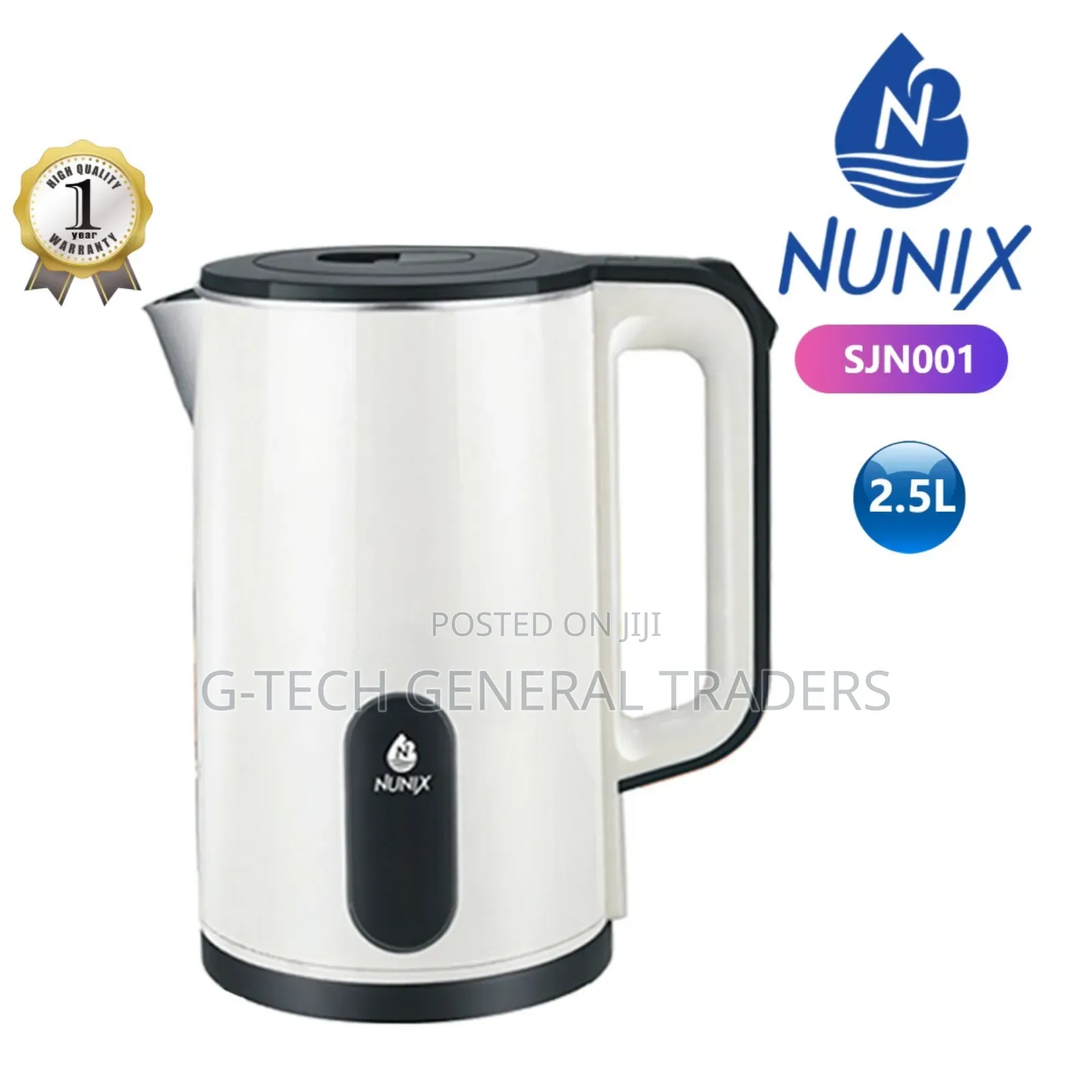 Nunix Plastic Coated 2.5l Cordless Electric Kettle