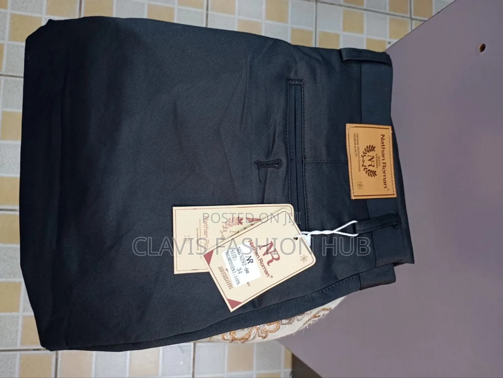 Nathan Roman Khaki Trousers for Men Black Blue