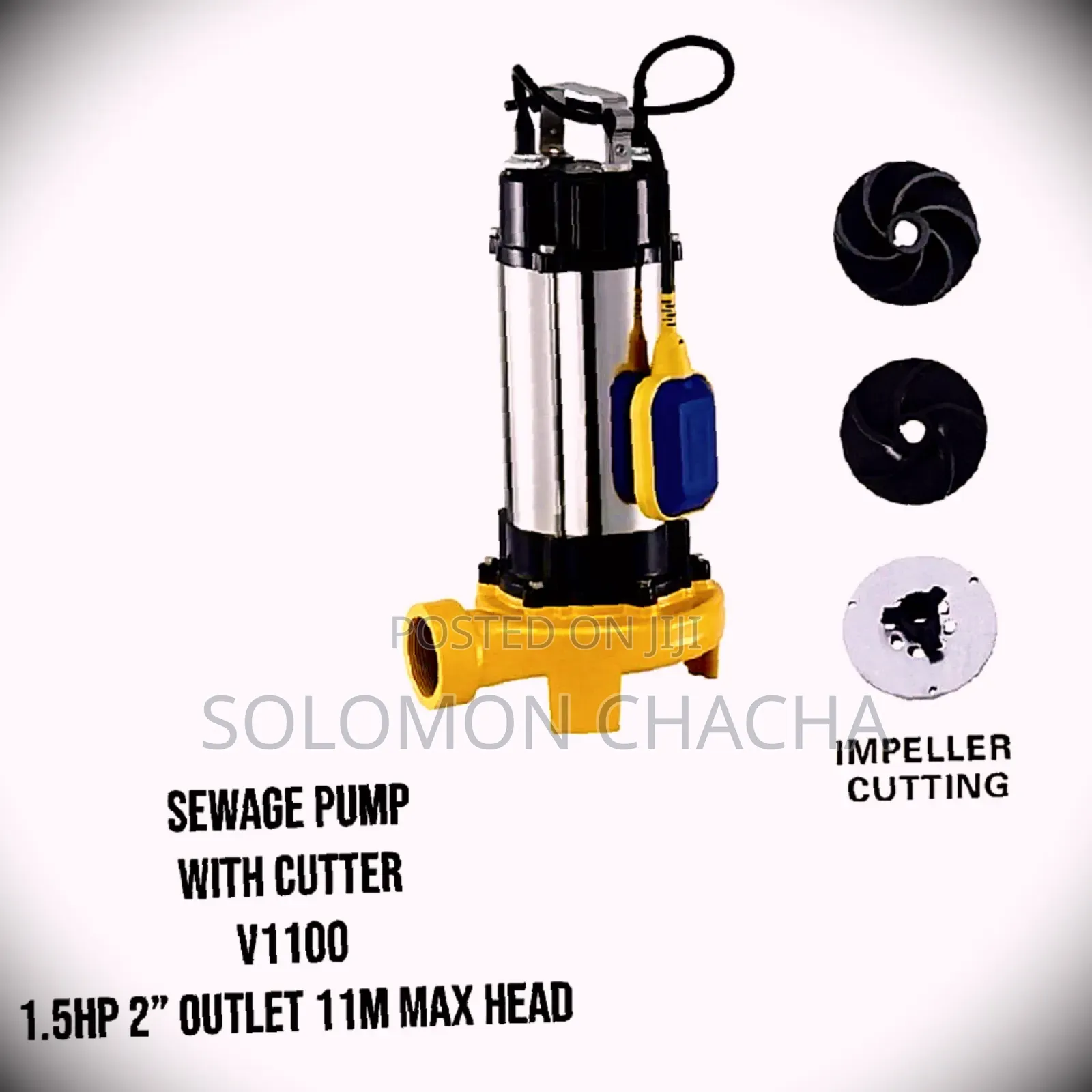 Sewage Pump 1.5HP 2" Outlet 11M Head With Cutter  V1100