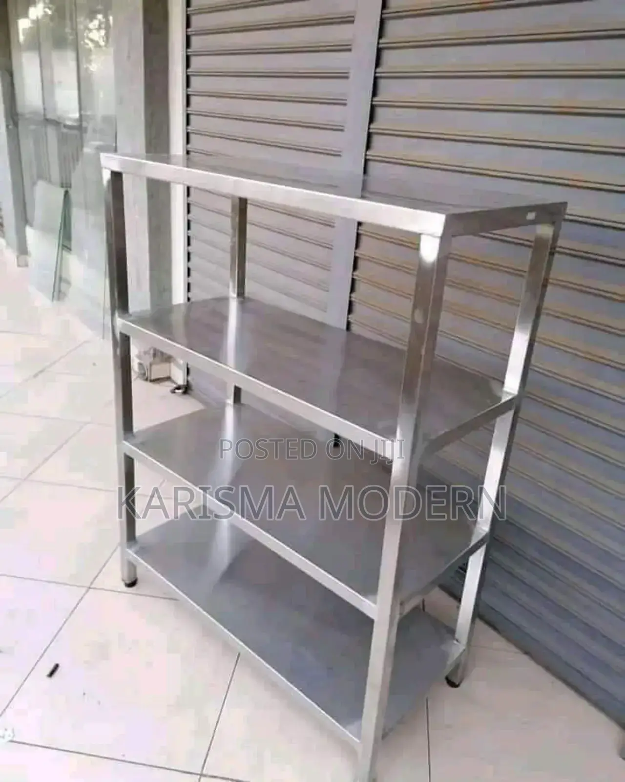 Four Tire Shelves Rack Stainless Steel