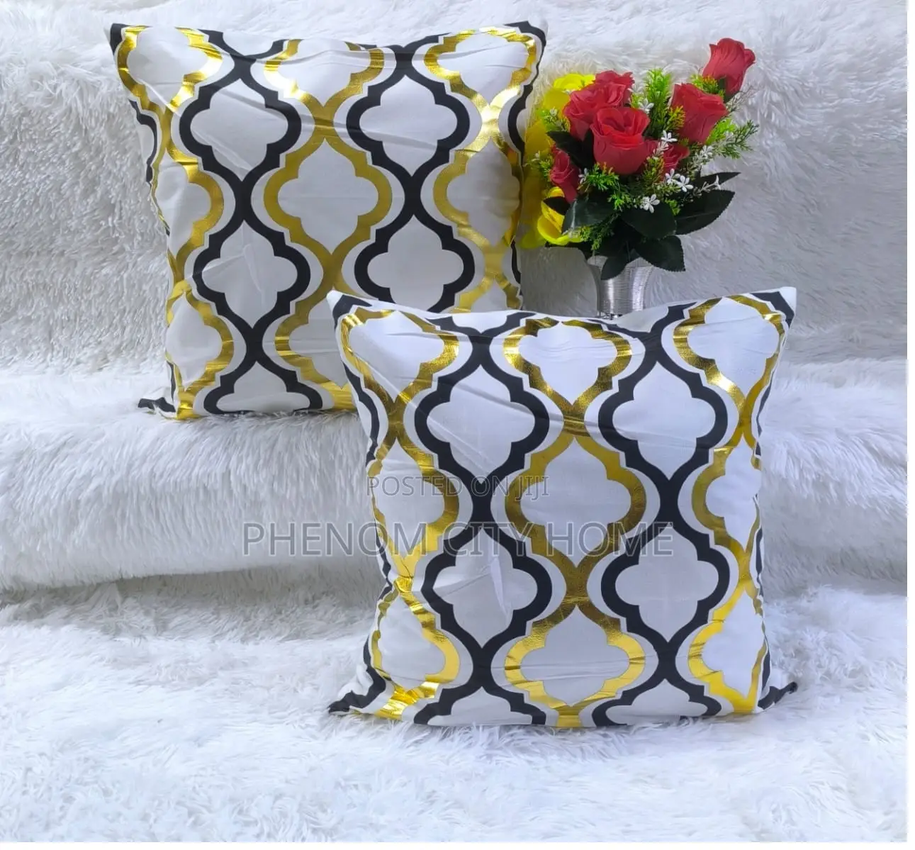 Black Gold and Grey Patterned Throwpillow Covers