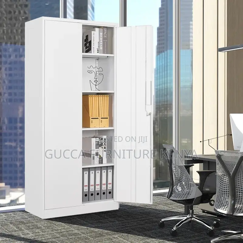 Cabinets: Metallic 5-Shelf Storage Office Cabinet
