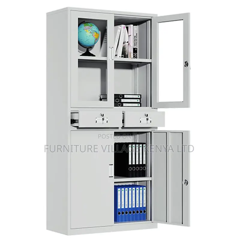 Office Cabinet Metallic Freestanding 2-Wide Storage Cabinet