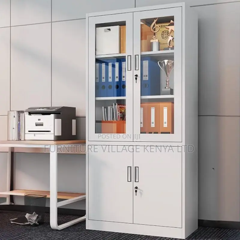 Half-Glass Cabinet; Modern Steel Office Storage Unit