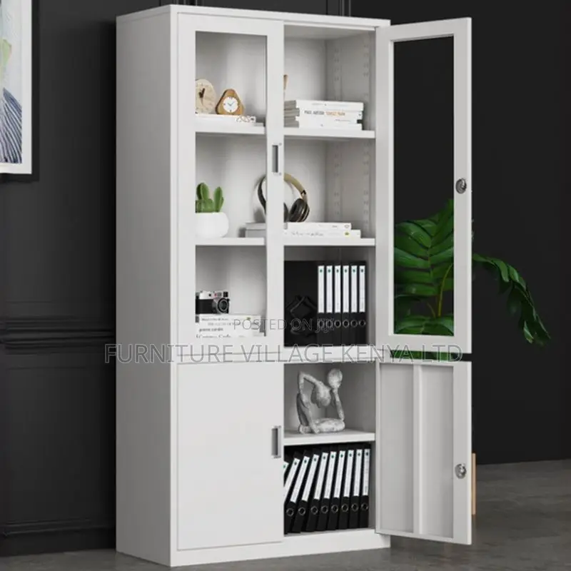 Storage Cabinet: Glass-Fronted Lockable Office Storage Unit