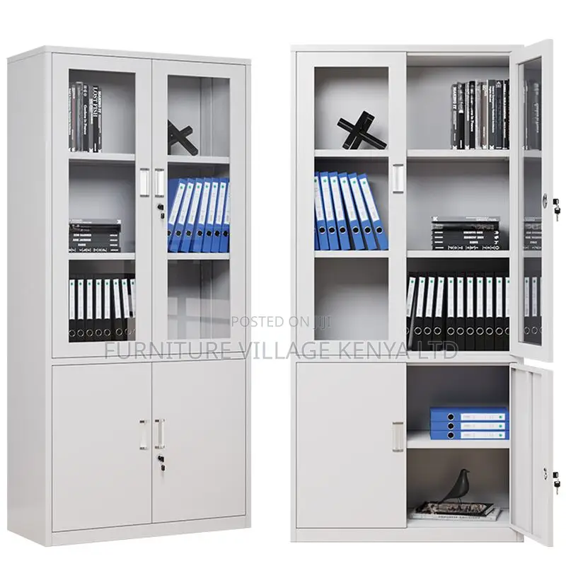 Storage Cabinet: Glass-Fronted Lockable Office Storage Unit