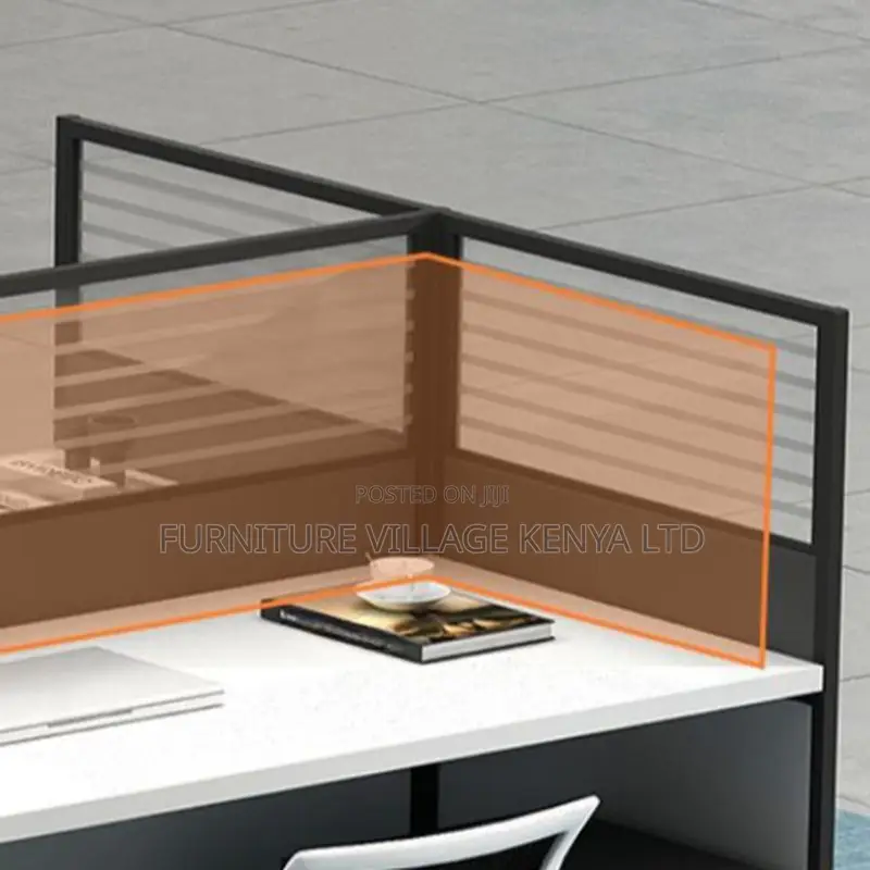 Office Workstations; 4-Way White Modular Office Workspace