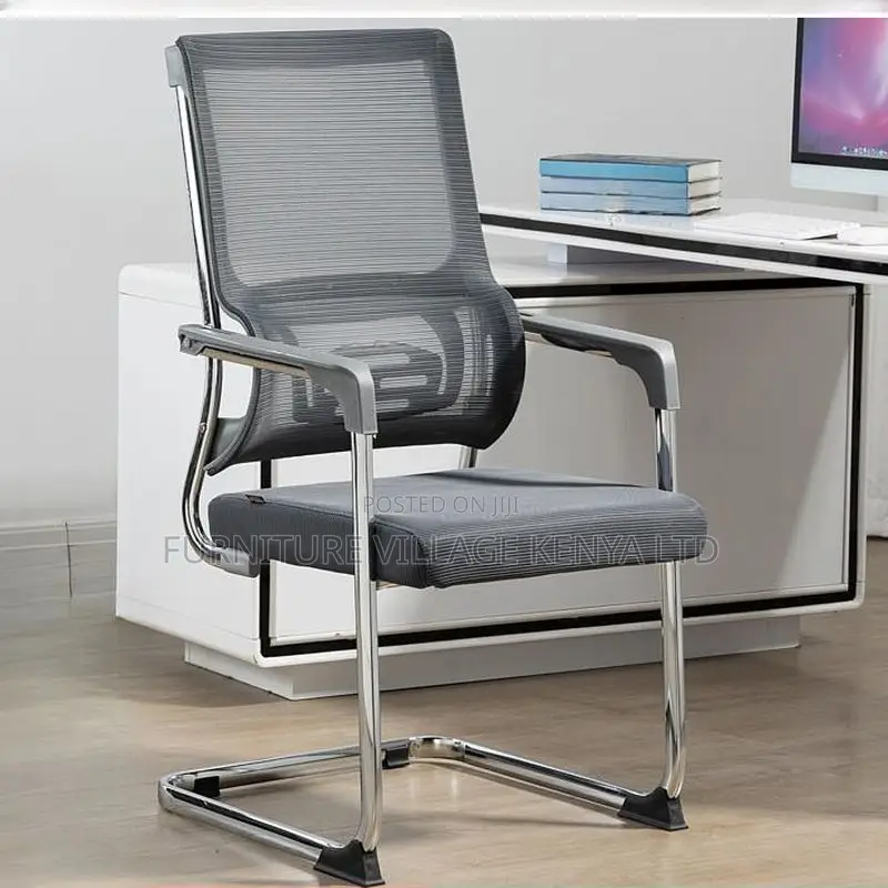 Office Seats; Mesh-Back Cantilever Boardroom Seat in Black