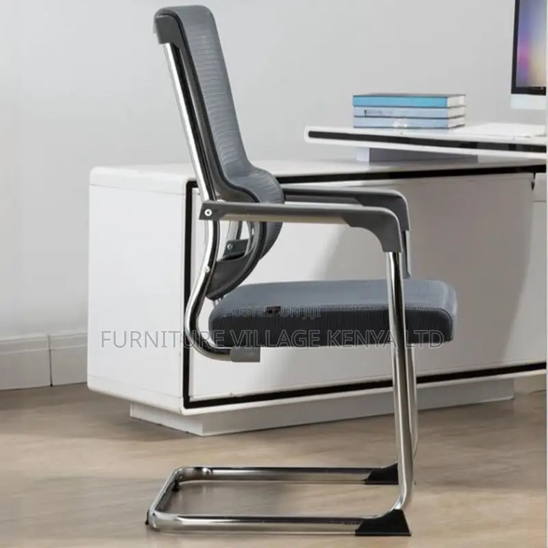Office Seats; Mesh-Back Cantilever Boardroom Seat in Black