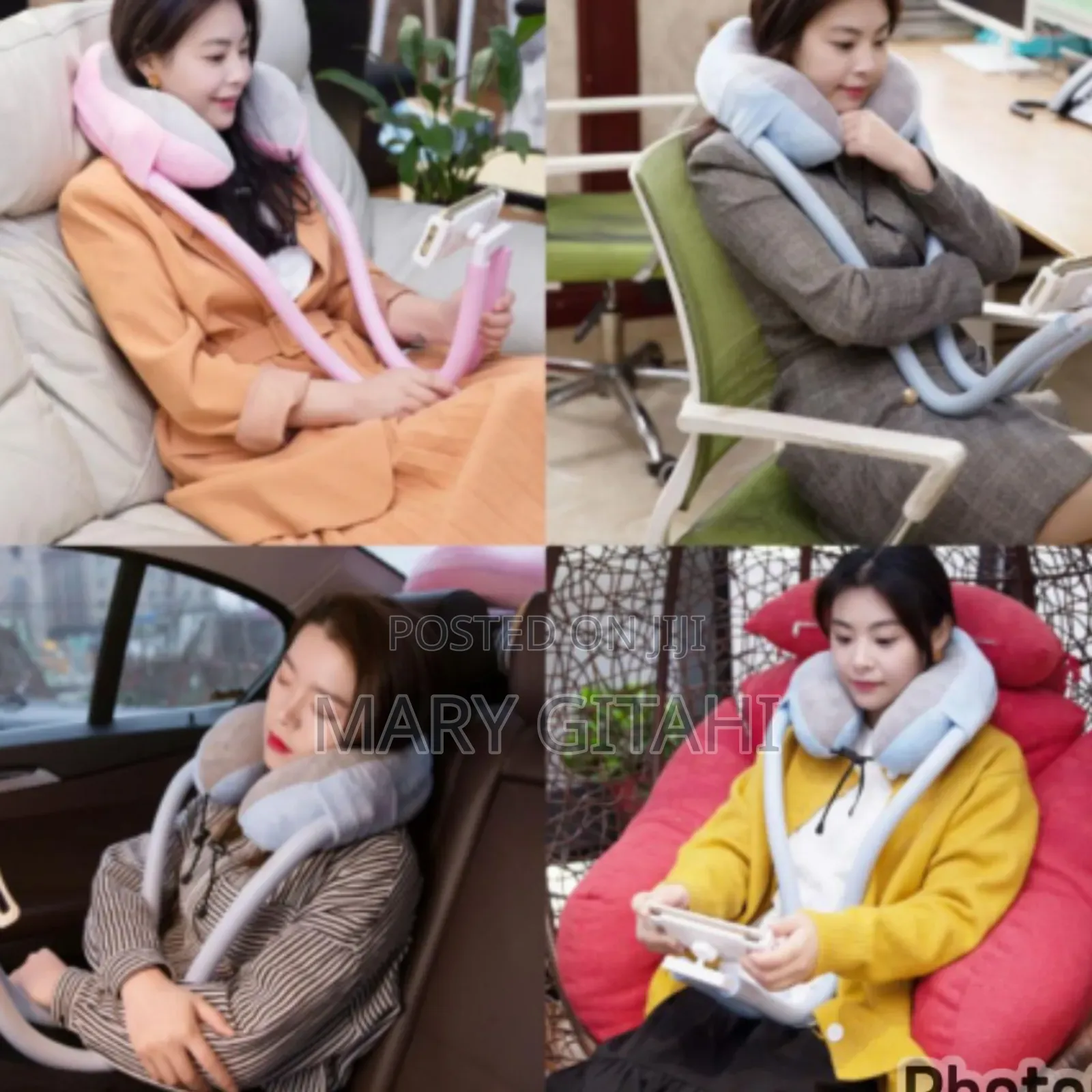 2-in-1 U-Shaped Neck Pillow With Tablet Phone Holder