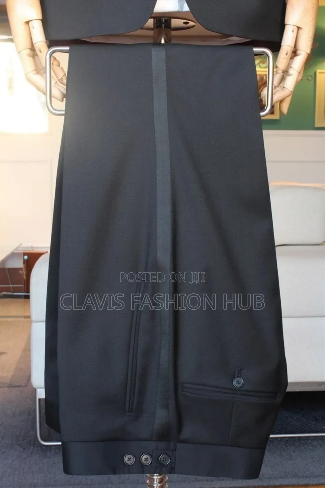 Blue and Black Striped Pants for Men
