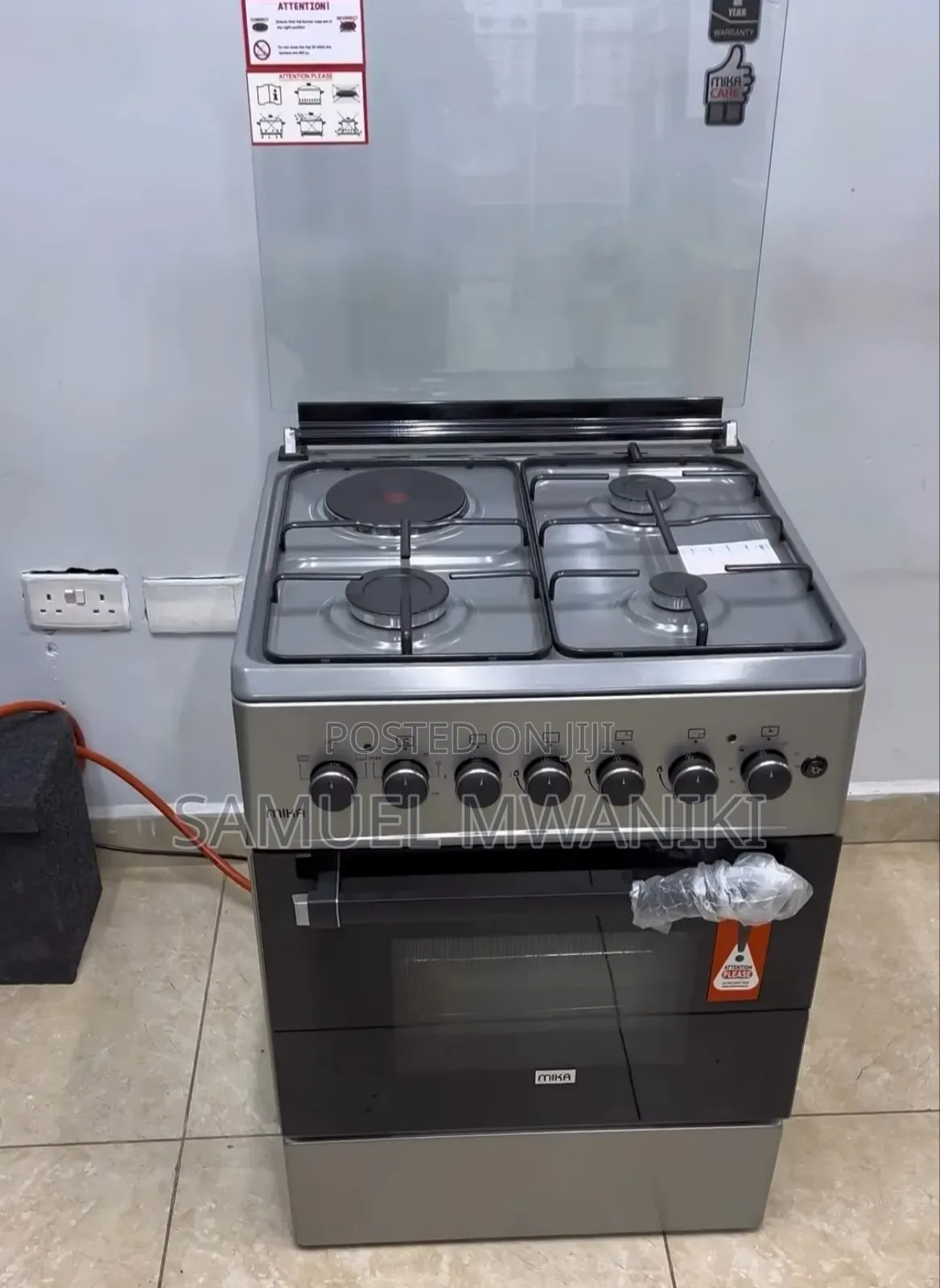 Mika Cooker 58cm X 58cm 3 Gas + 1 Electric Standing Cooker
