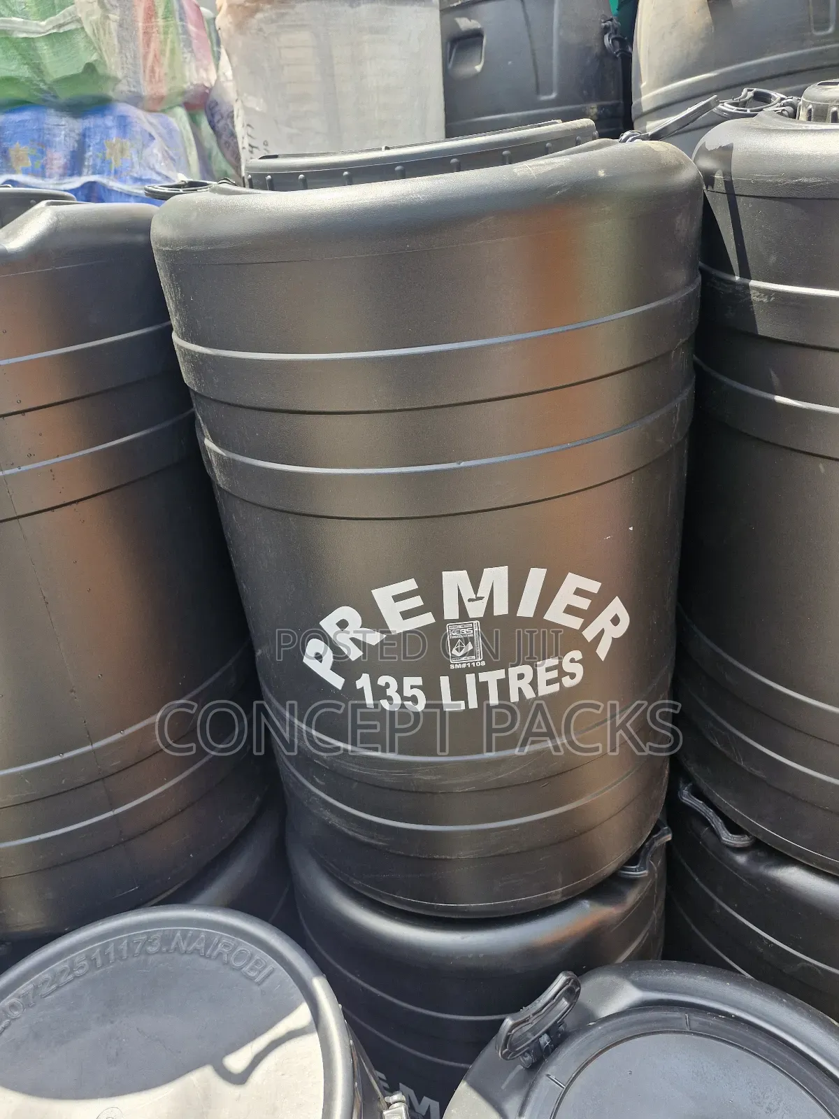 135 Litres Water Tank Black Premier Brand.