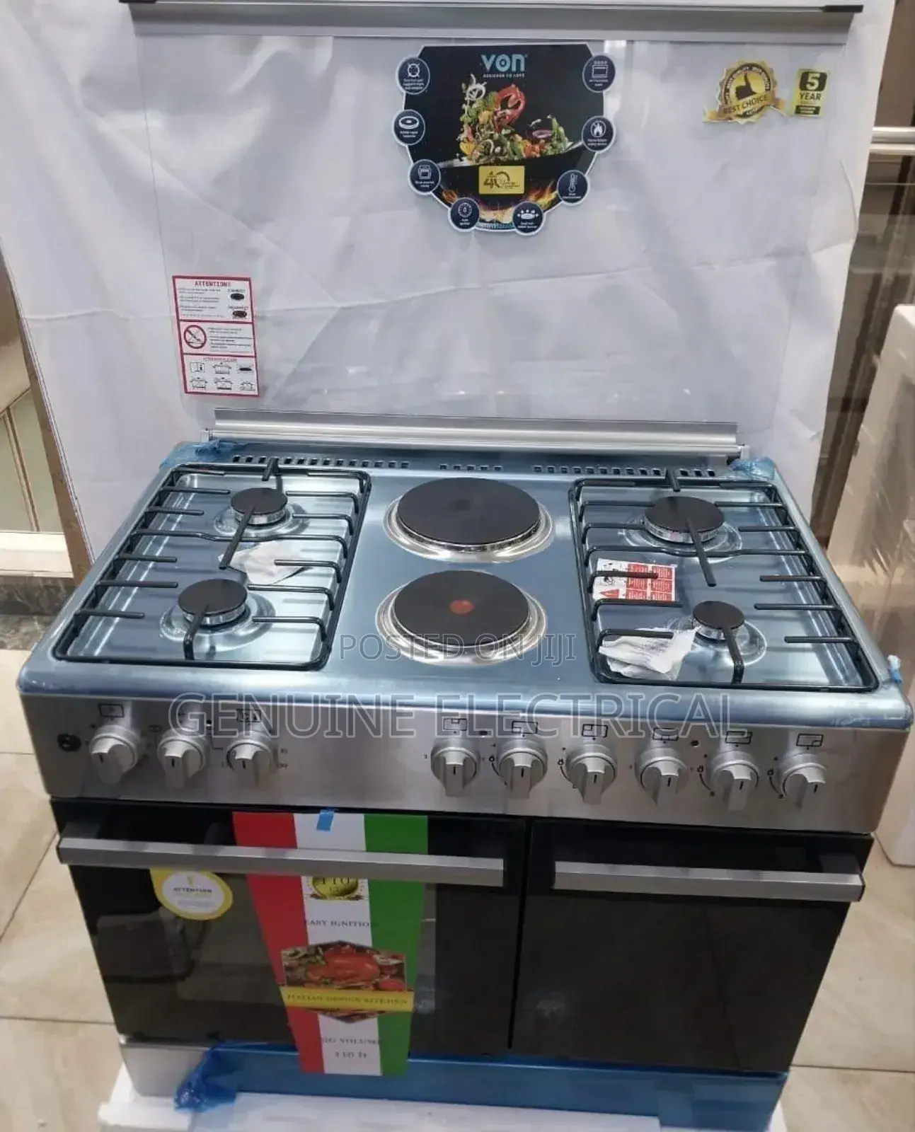 60by90 Von 4+2 With Gas Compartment Standing Cooker