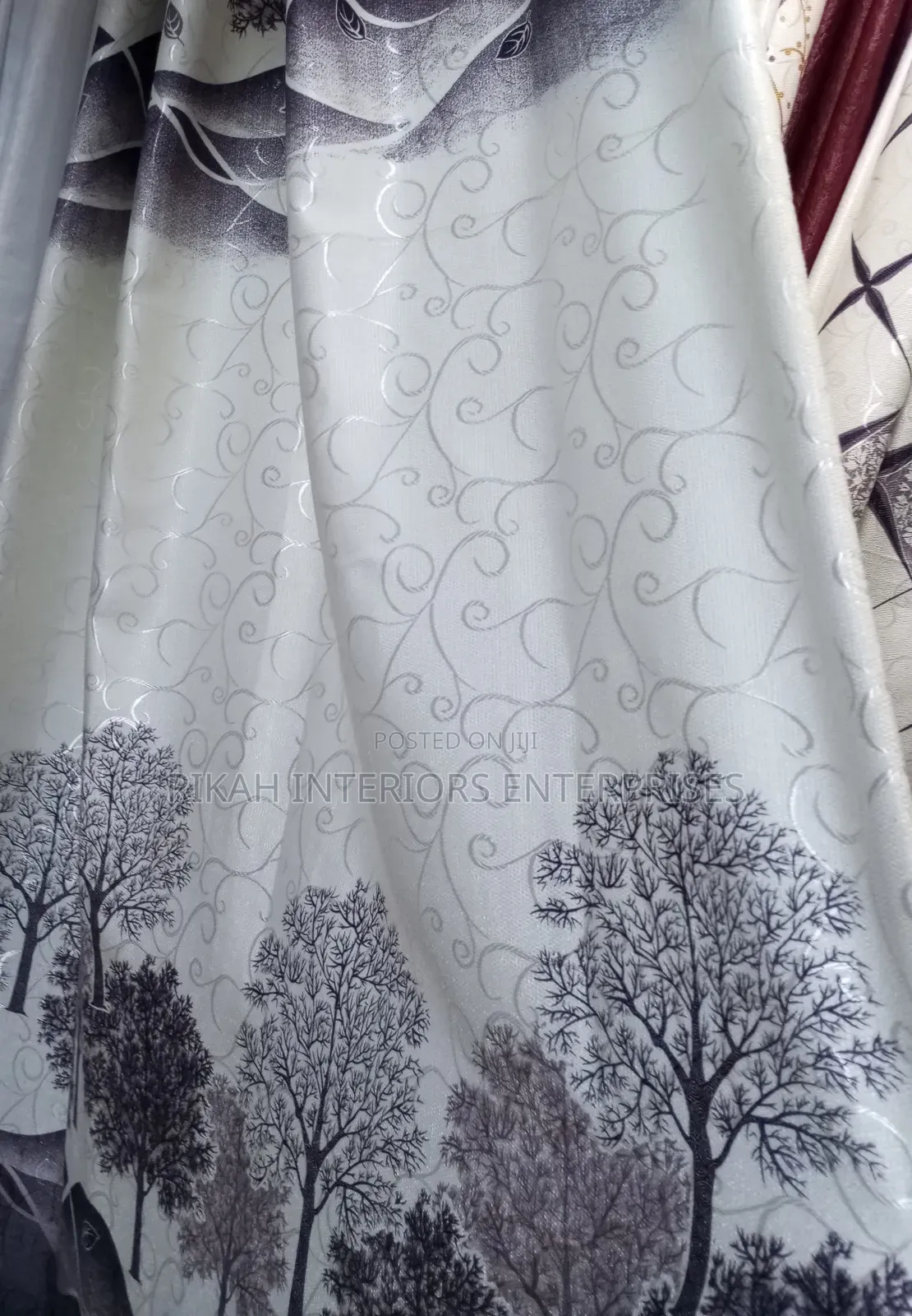 White and Grey Floral Curtains