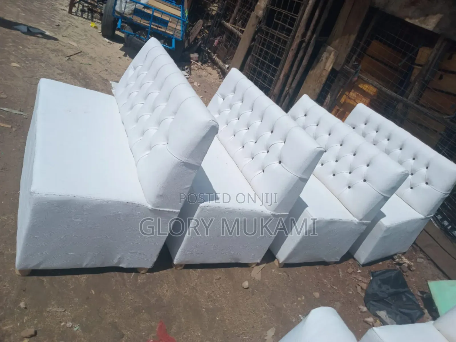 White Leather Restaurants and Bar Couches