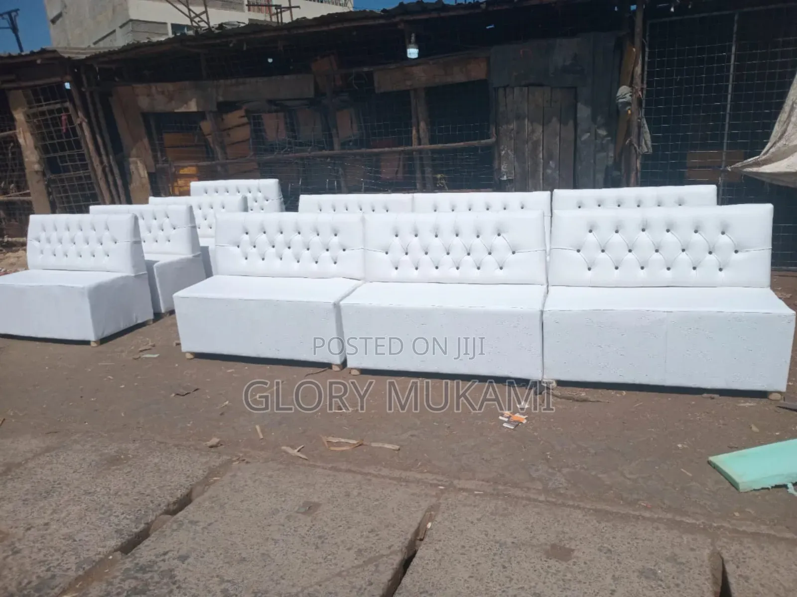White Leather Restaurants and Bar Couches