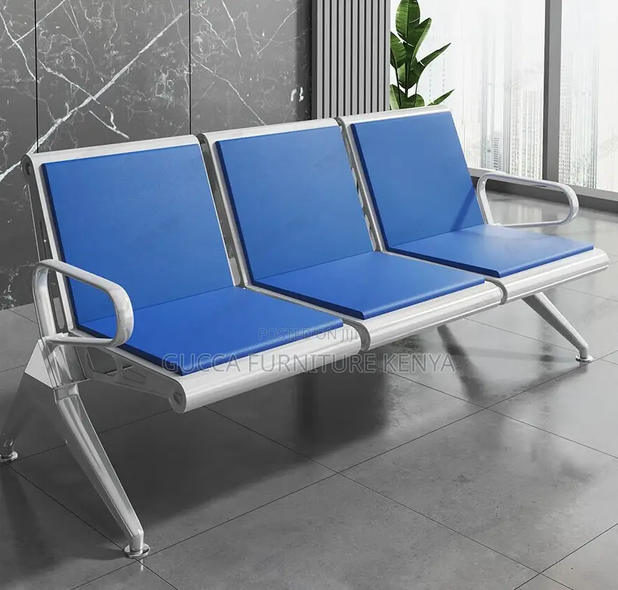 Benches: 3-Seater Steel Bank Hospital Infusion Waiting Bench