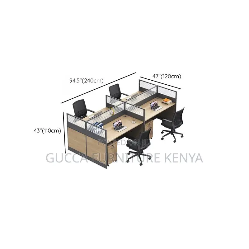 Workstations: Modern 4-Seater Executive Workstation Setup