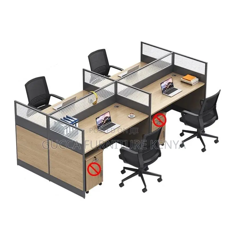 Workstations: Modern 4-Seater Executive Workstation Setup