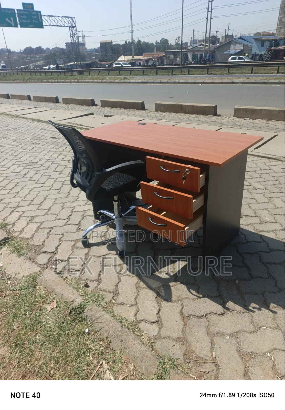 Two Colours Office Desk and Office Chair