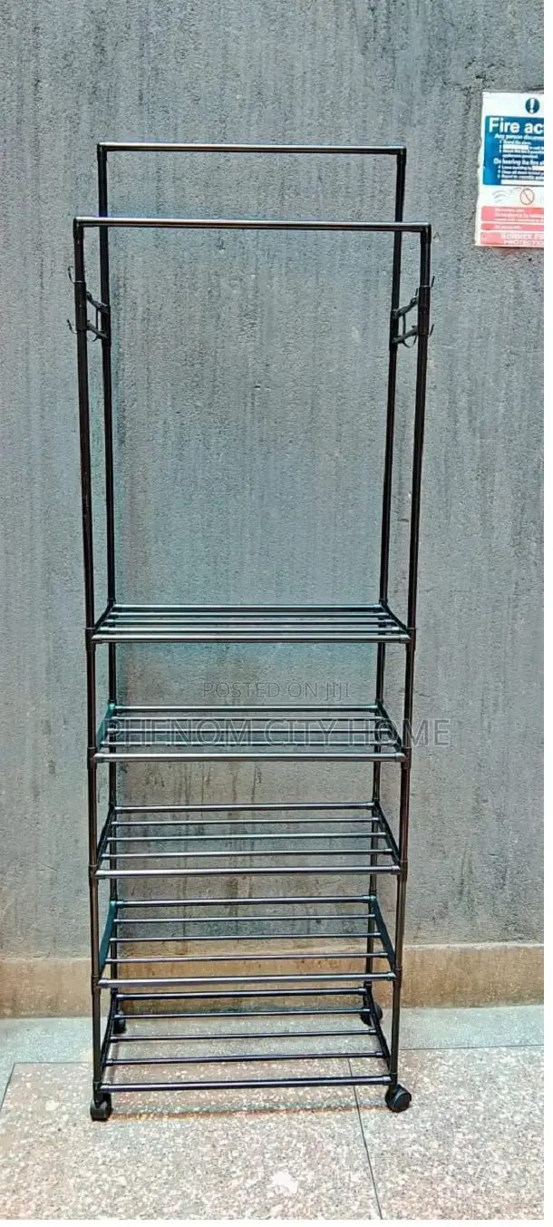 Multipurpose Clothes Hanger With Shoe Rack and Hart