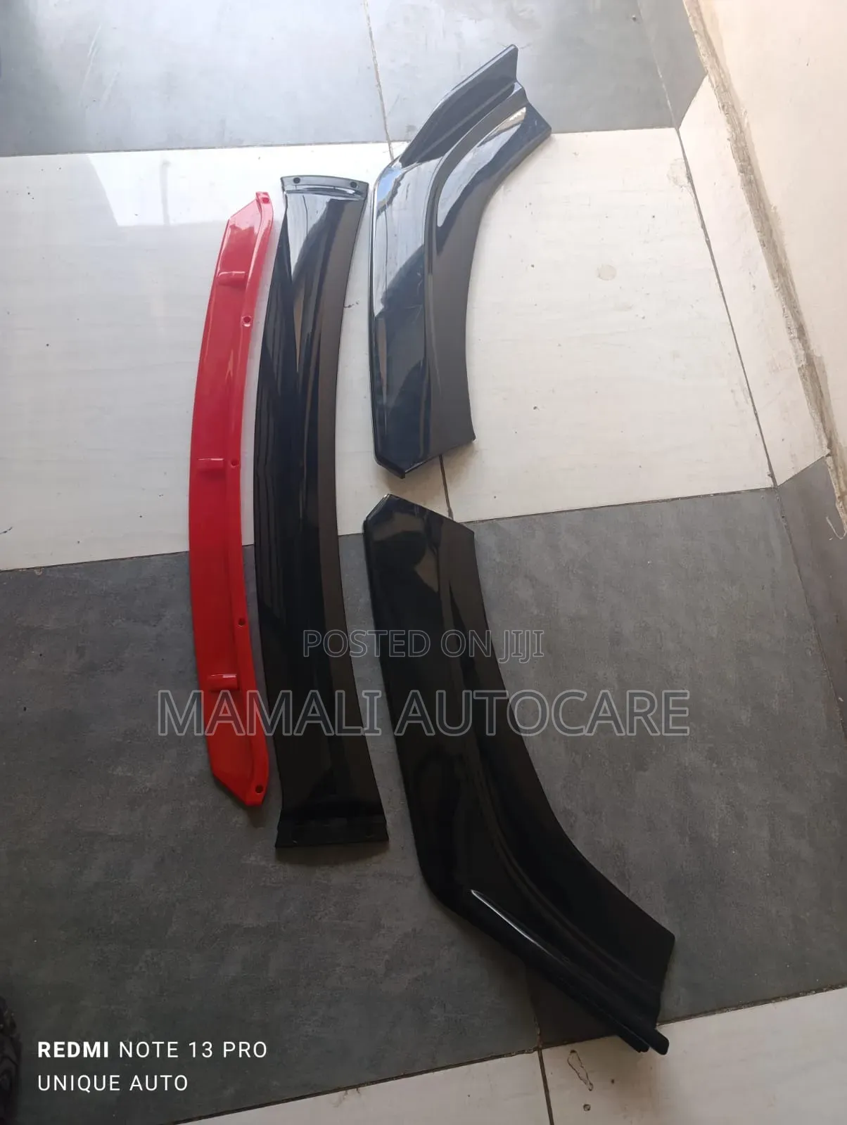 Universal Black Red Front Car Bumper Lip Splitter