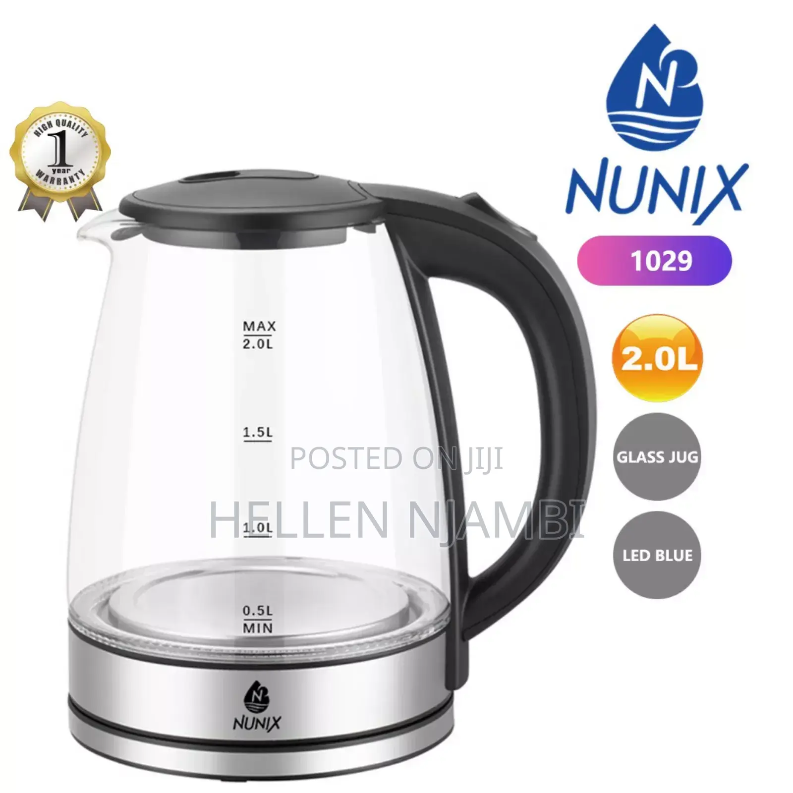 Nunix Electric Glass Kettle 2.0L