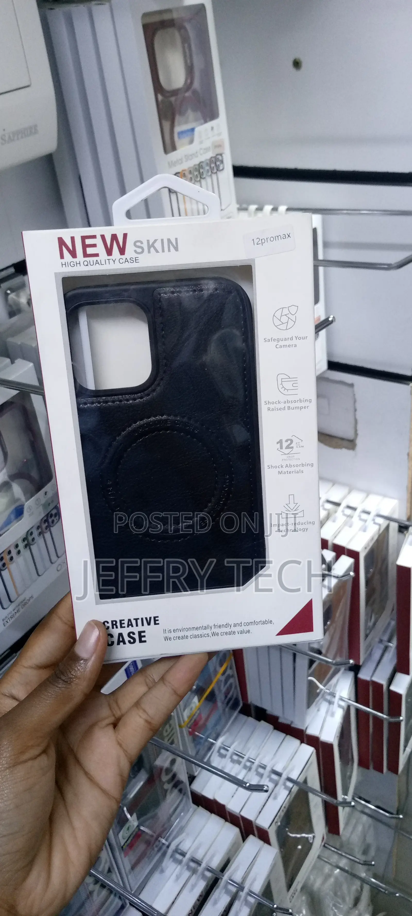 Magnetic iPhone 12 Pro Max Case With Stand Leather Black