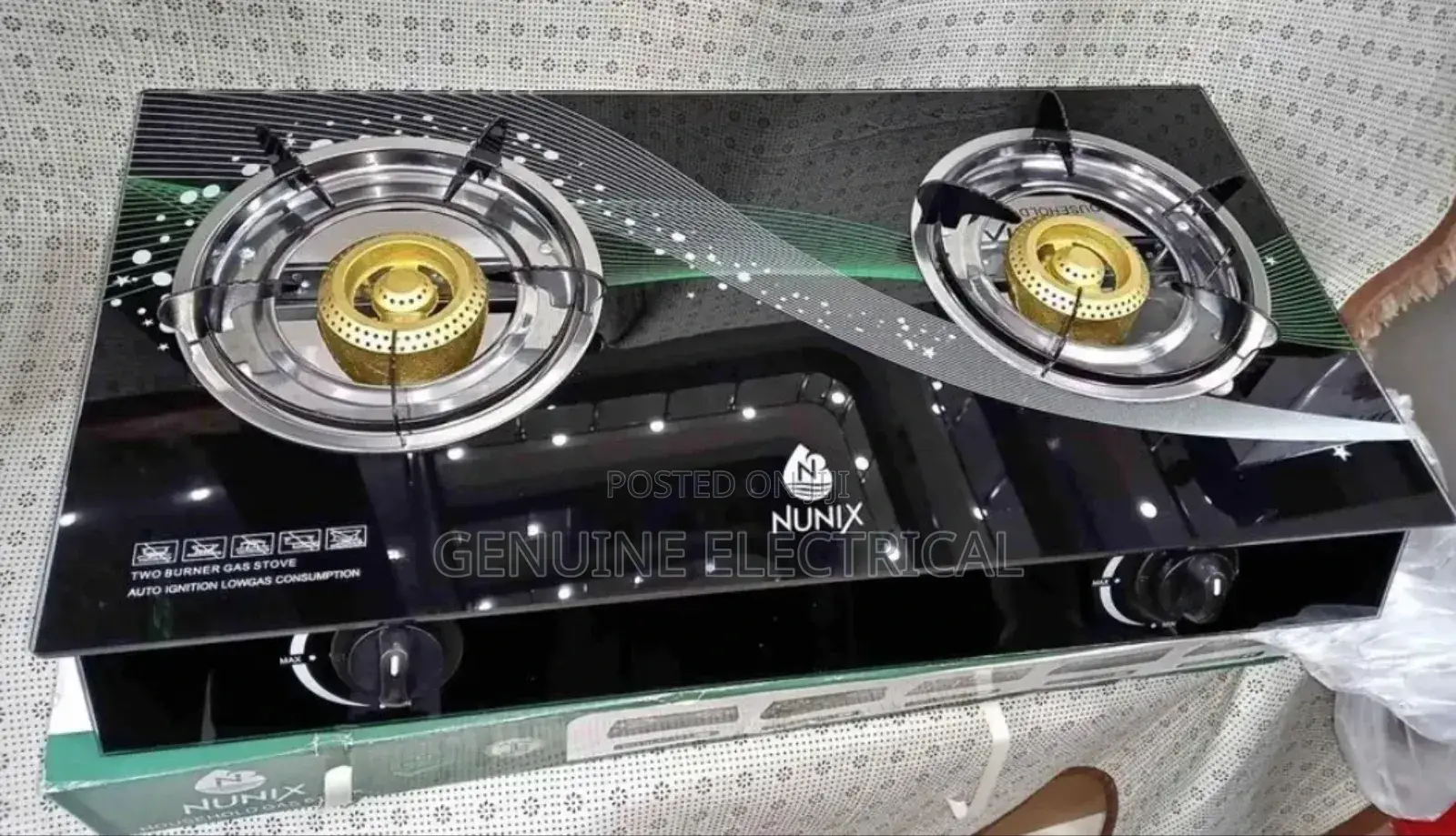 Nunix 2 Burner Glass Top Infrared Gas Burner- Gas Saving