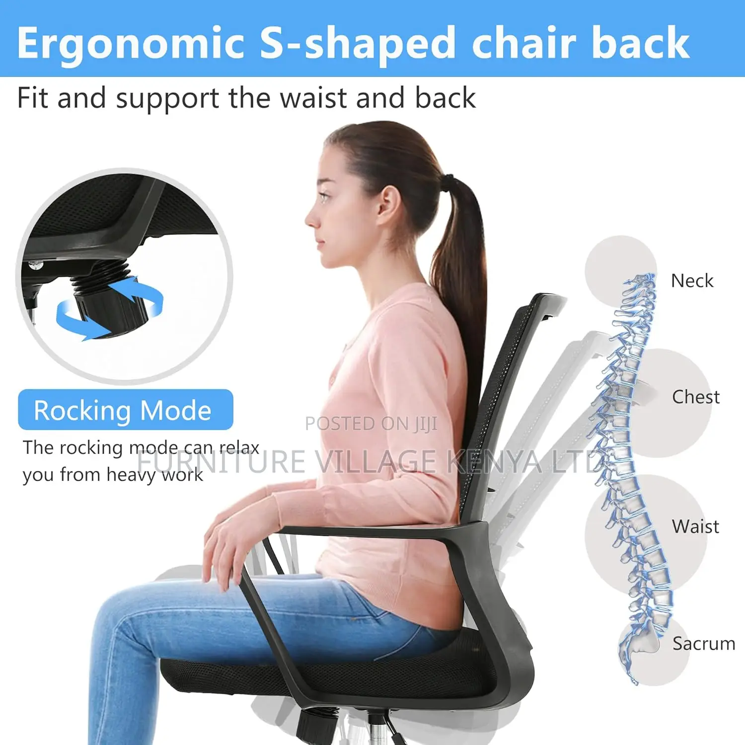 Office Adjustable Seats; Mid-Back Home Office Swivel Chair