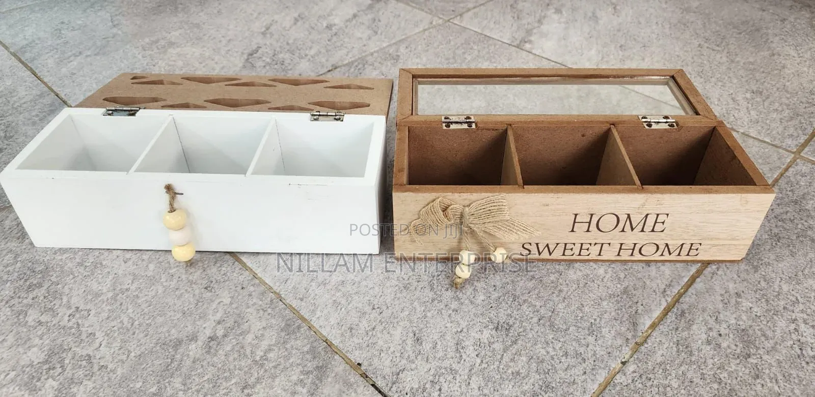 *3 Compartments / Slot Wooden Teabag / Coffee Organizer