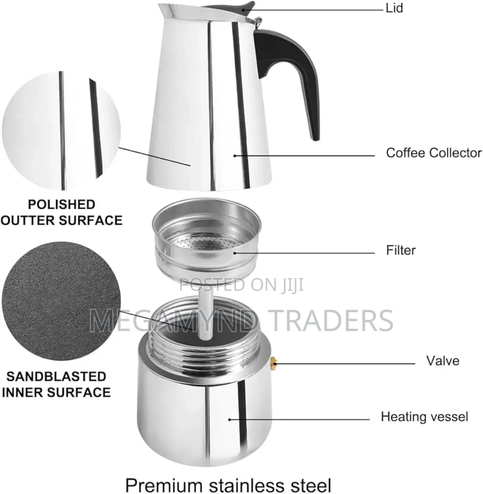 Espresso Maker 600ml/Moka Pot/Stainless Steel Coffee Maker