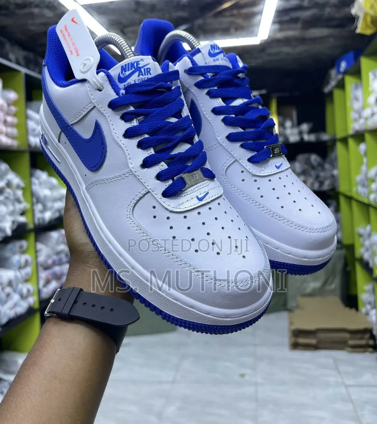 1st Leather Nike Airforce 1 White Medium Blue 38-45