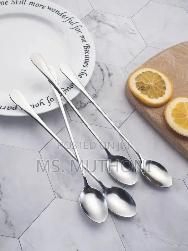 6 Pieces Long Stainless Steel Tea Spoons