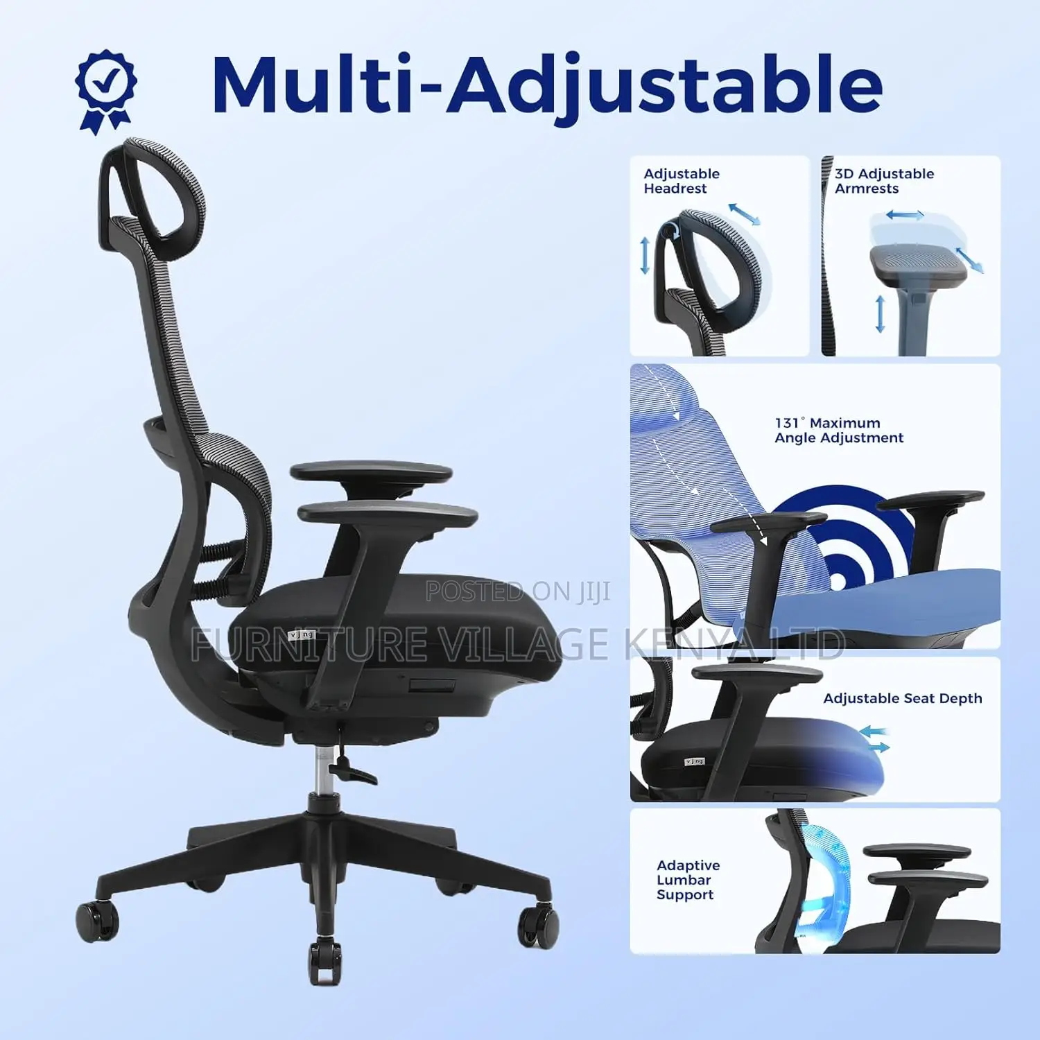 Office Chairs; Executive High-Back Mesh Adjustable Seat