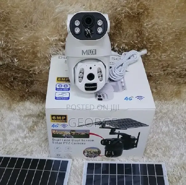 #6mp Ip66 Dual Screen Solar Panel CCTV Camera Battery Ubox