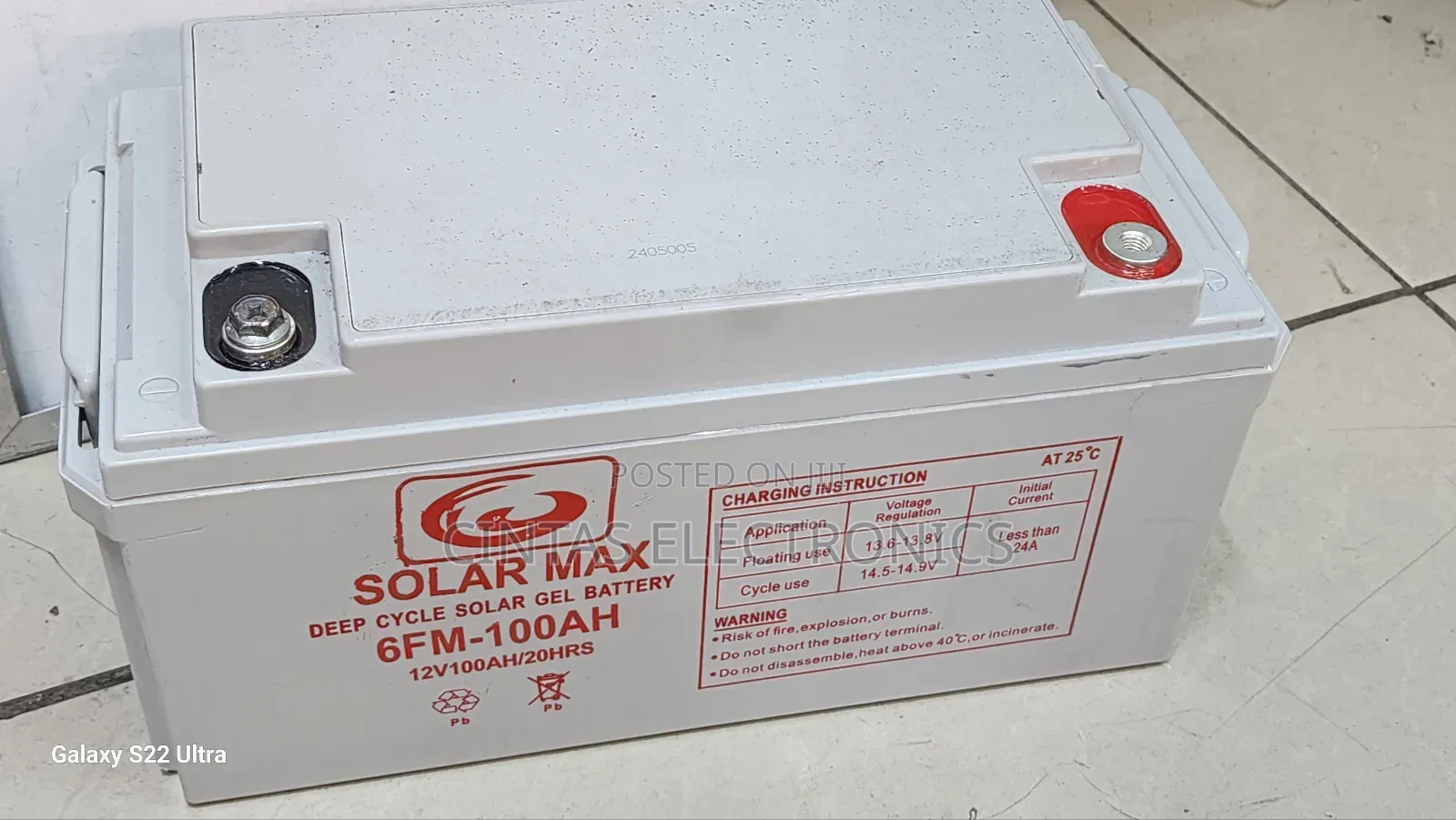 Solar Max Deep Cycle Gel Battery 6FM 100AH