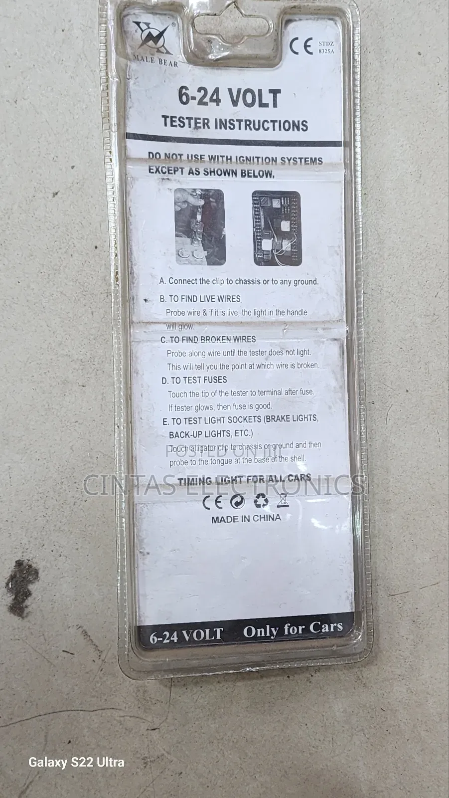 Male Bear Car Voltage Tester/ Auto Tester