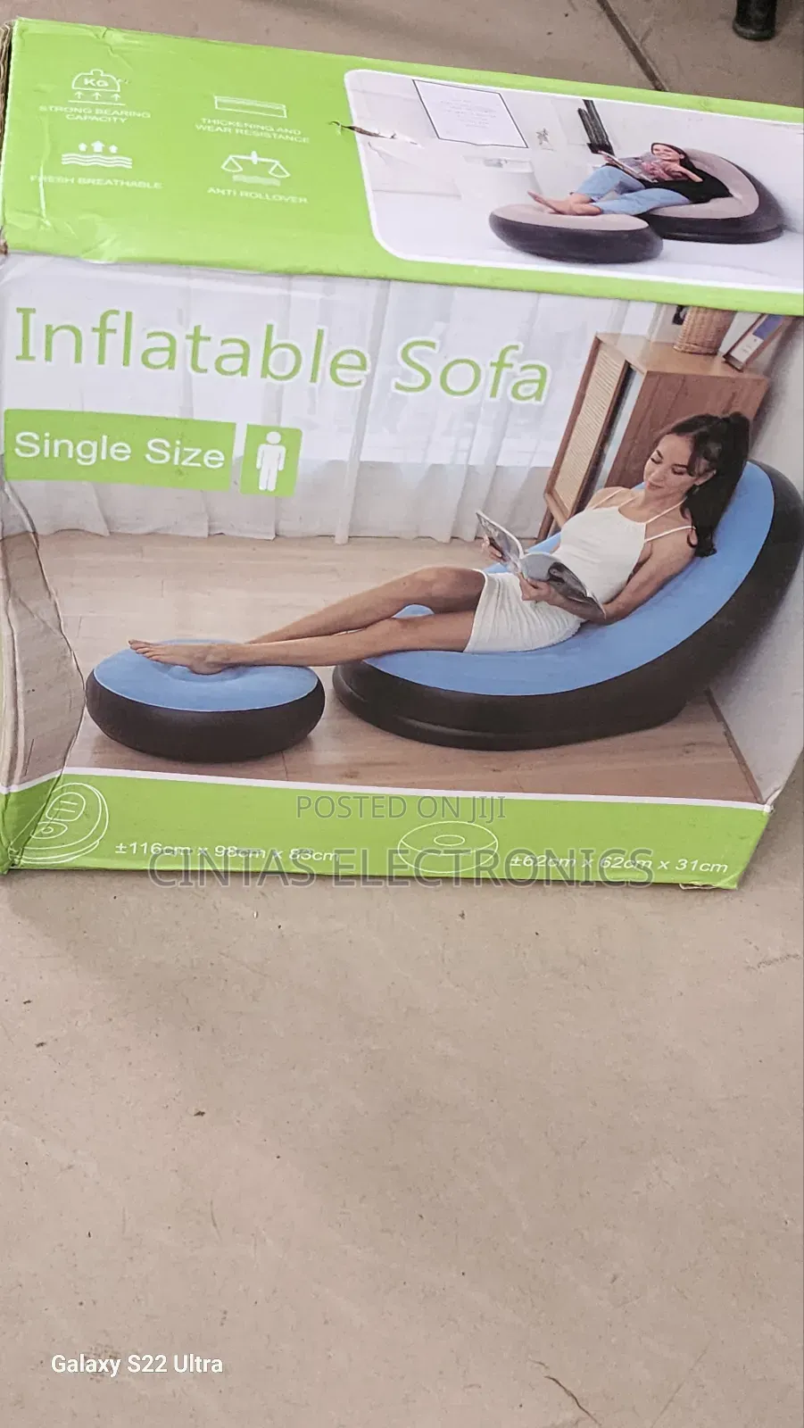 Inflatable Sofa Single Size +- 116cmx 98cm X83cm