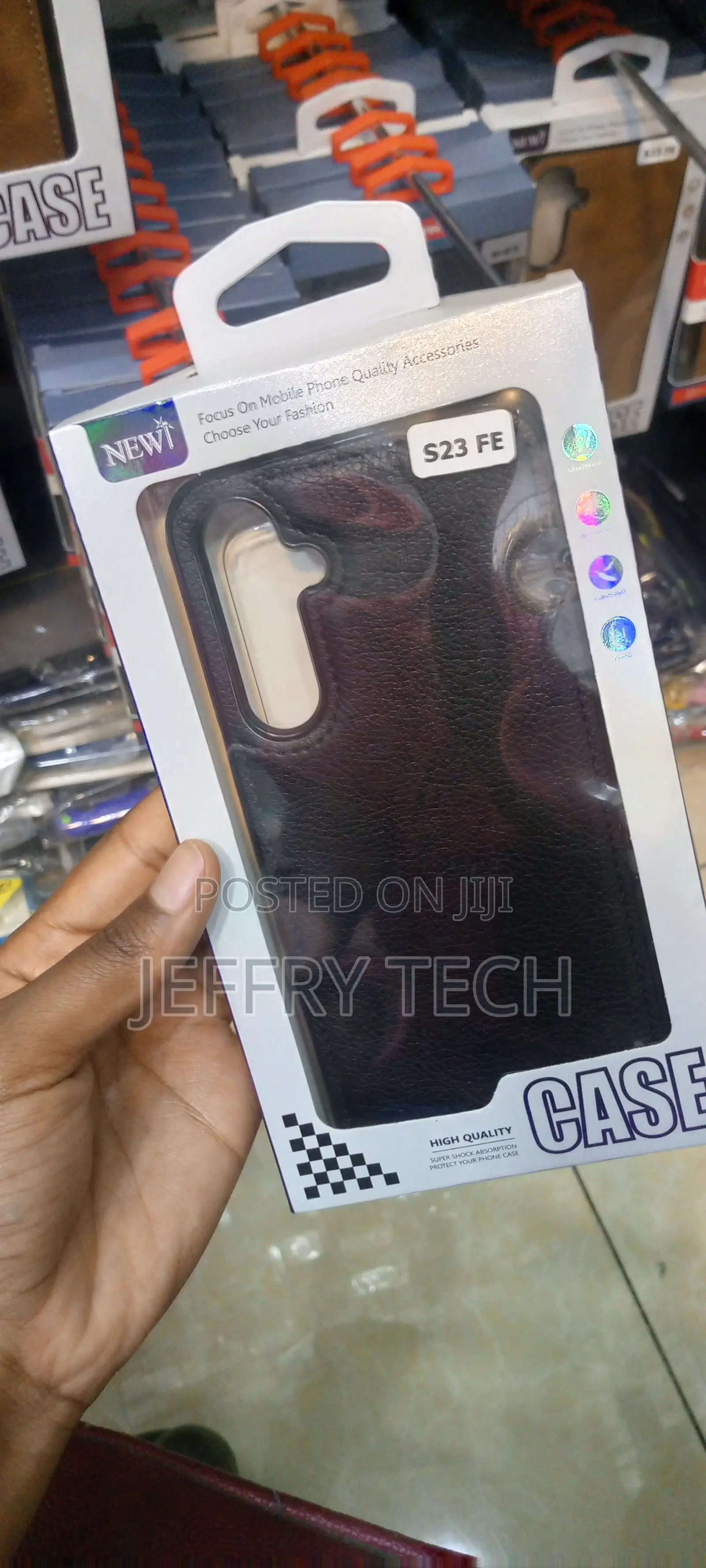 Leather Logo Cut Back Case for Samsung S23 Fe