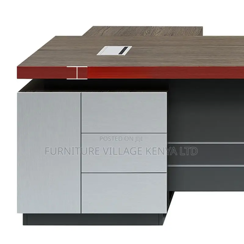 Modern Executive Desk With Secure Drawer, Cord Management