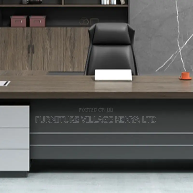 Modern Executive Desk With Secure Drawer, Cord Management