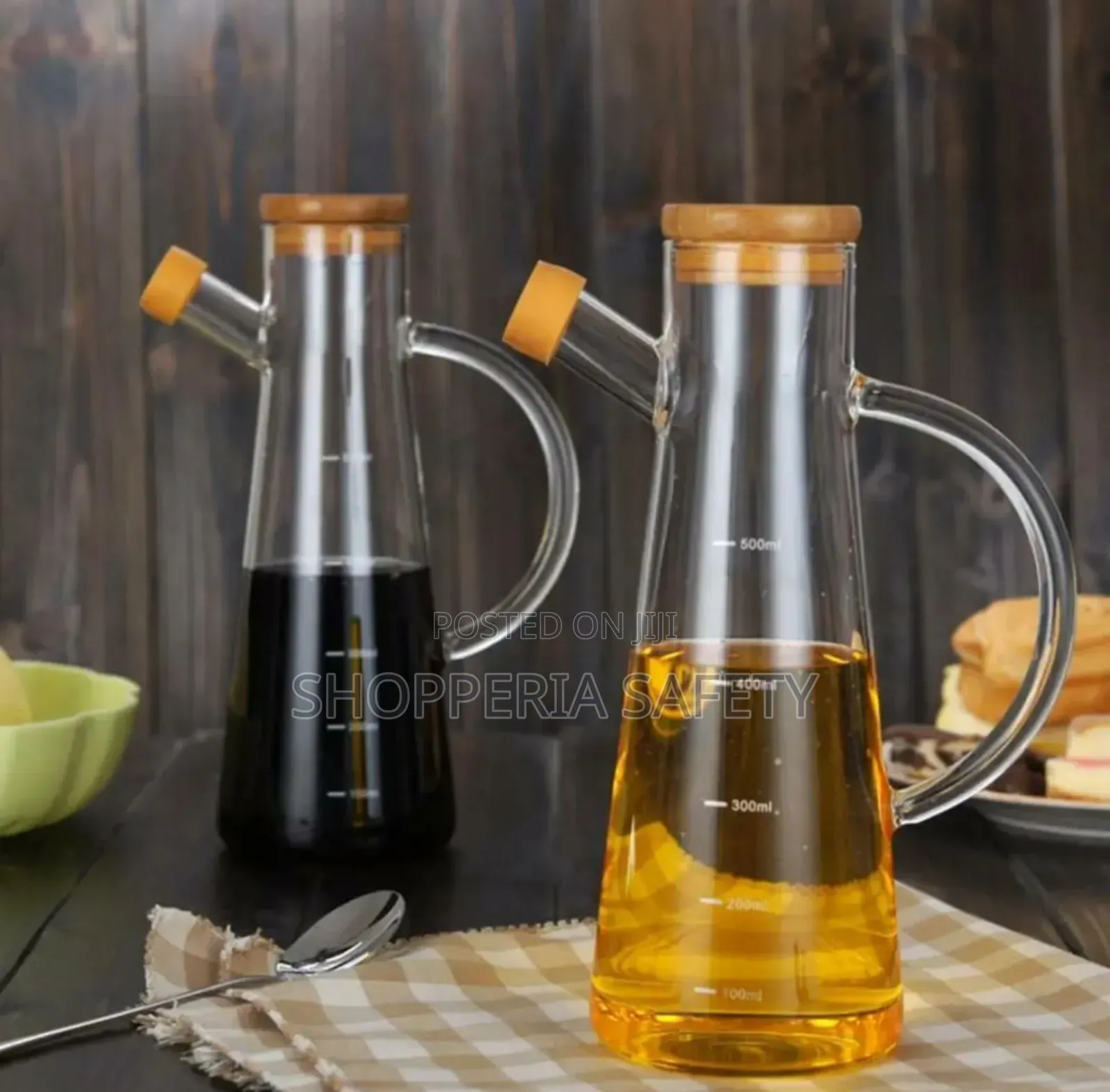 Glass Oil/ Vinegar Oil Jar With Bamboo Lid